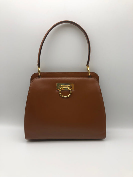Authentic Celine Vintage Caramel Brown Leather Handbag