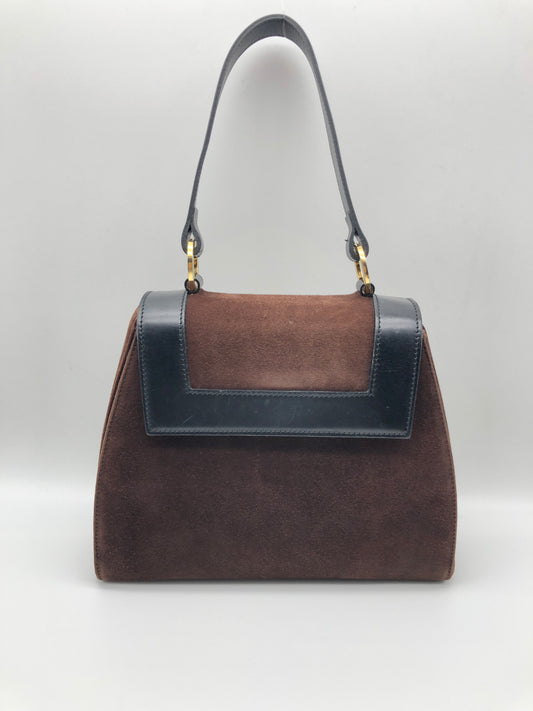 Authentic Celine Vintage Dark Brown Suede Handbag