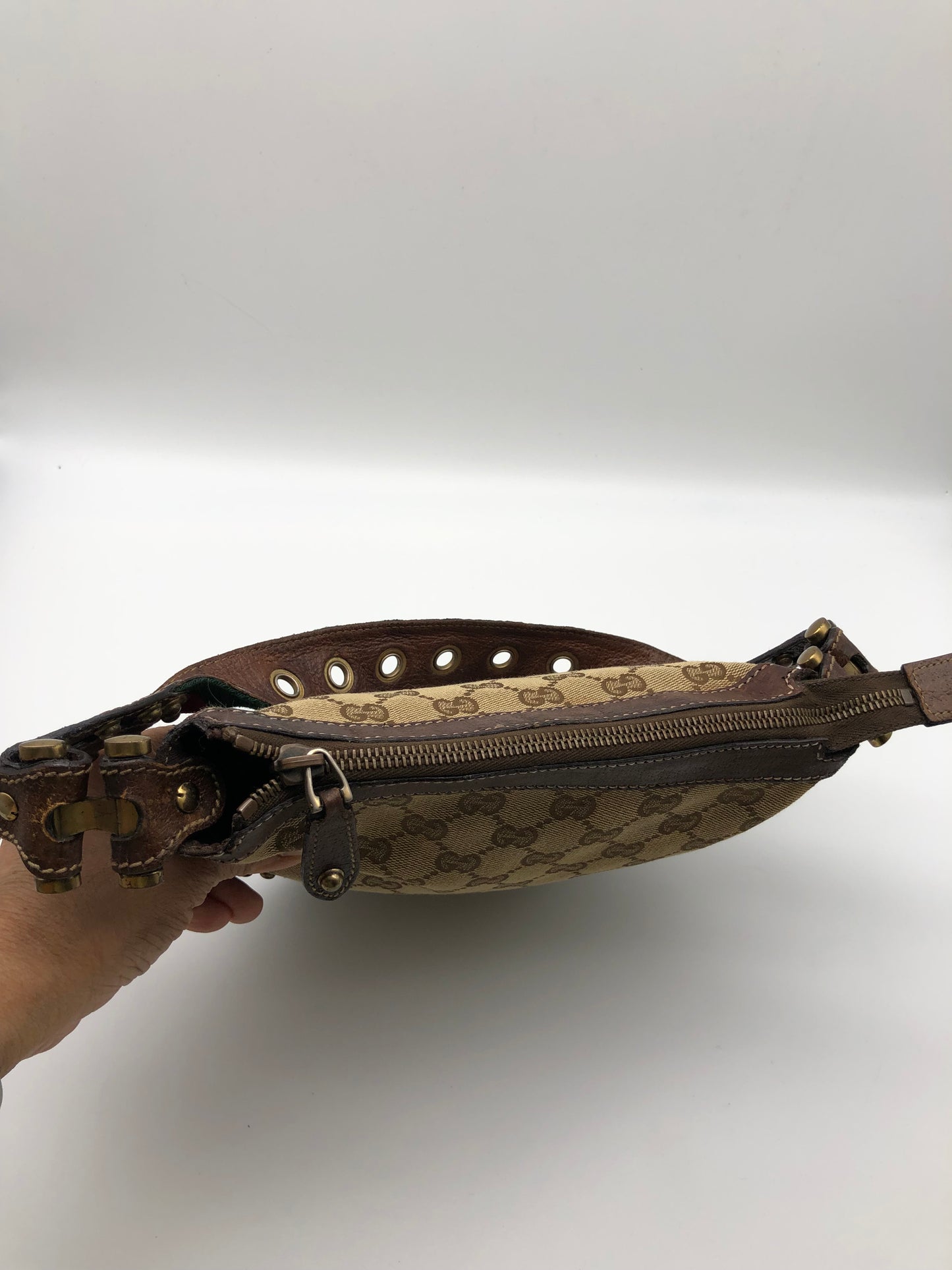 Authentic GUCCI Pelham Small Hobo Studded Shoulder Bag