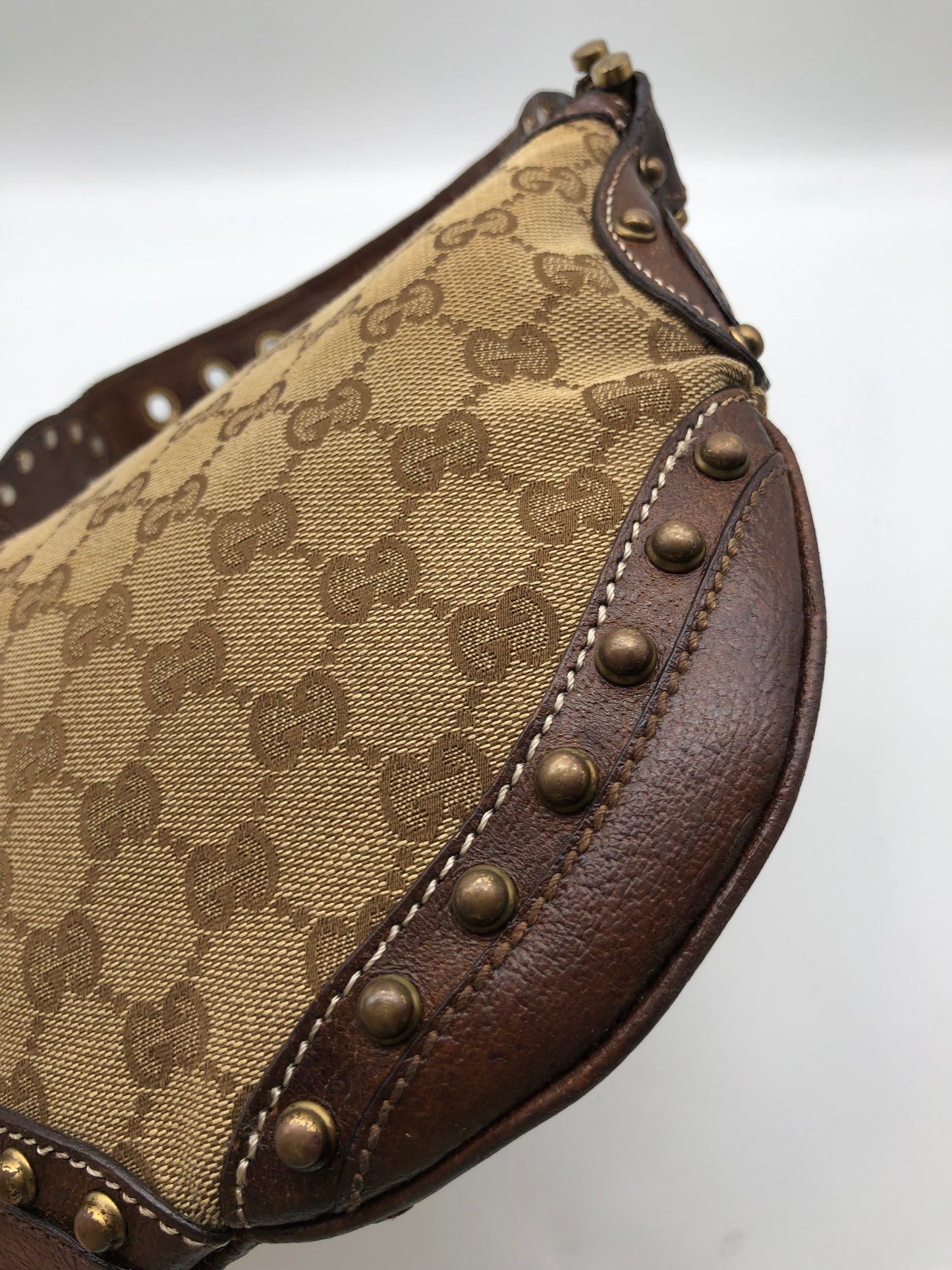 Authentic GUCCI Pelham Small Hobo Studded Shoulder Bag