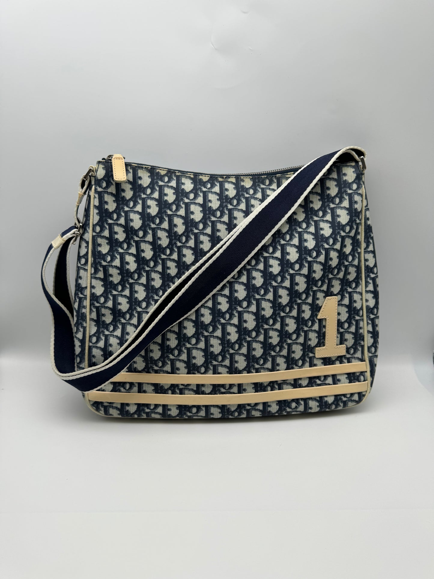 Authentic Dior Navy Blue Trotter Messenger Bag