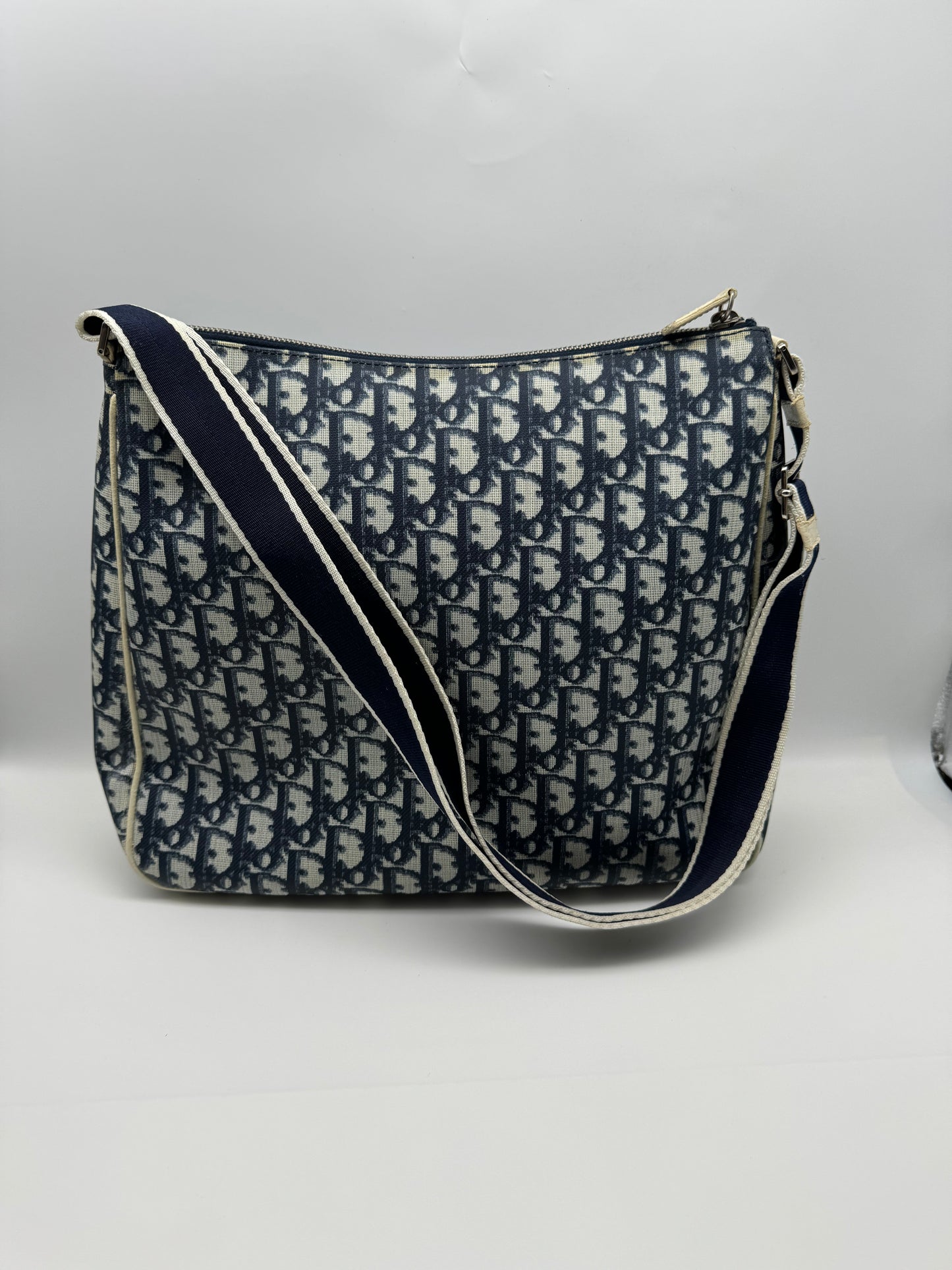 Authentic Dior Navy Blue Trotter Messenger Bag
