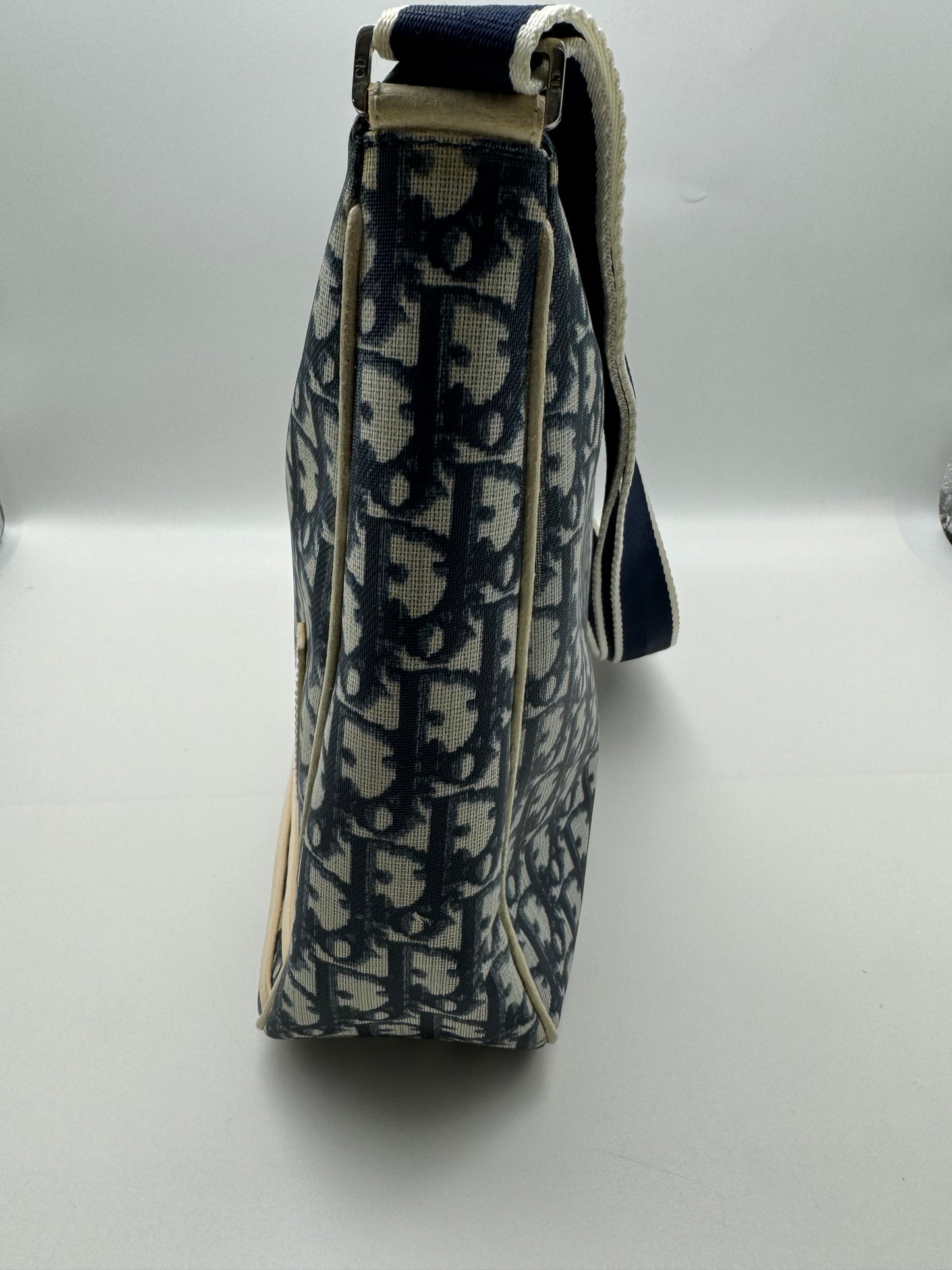 Authentic Dior Navy Blue Trotter Messenger Bag