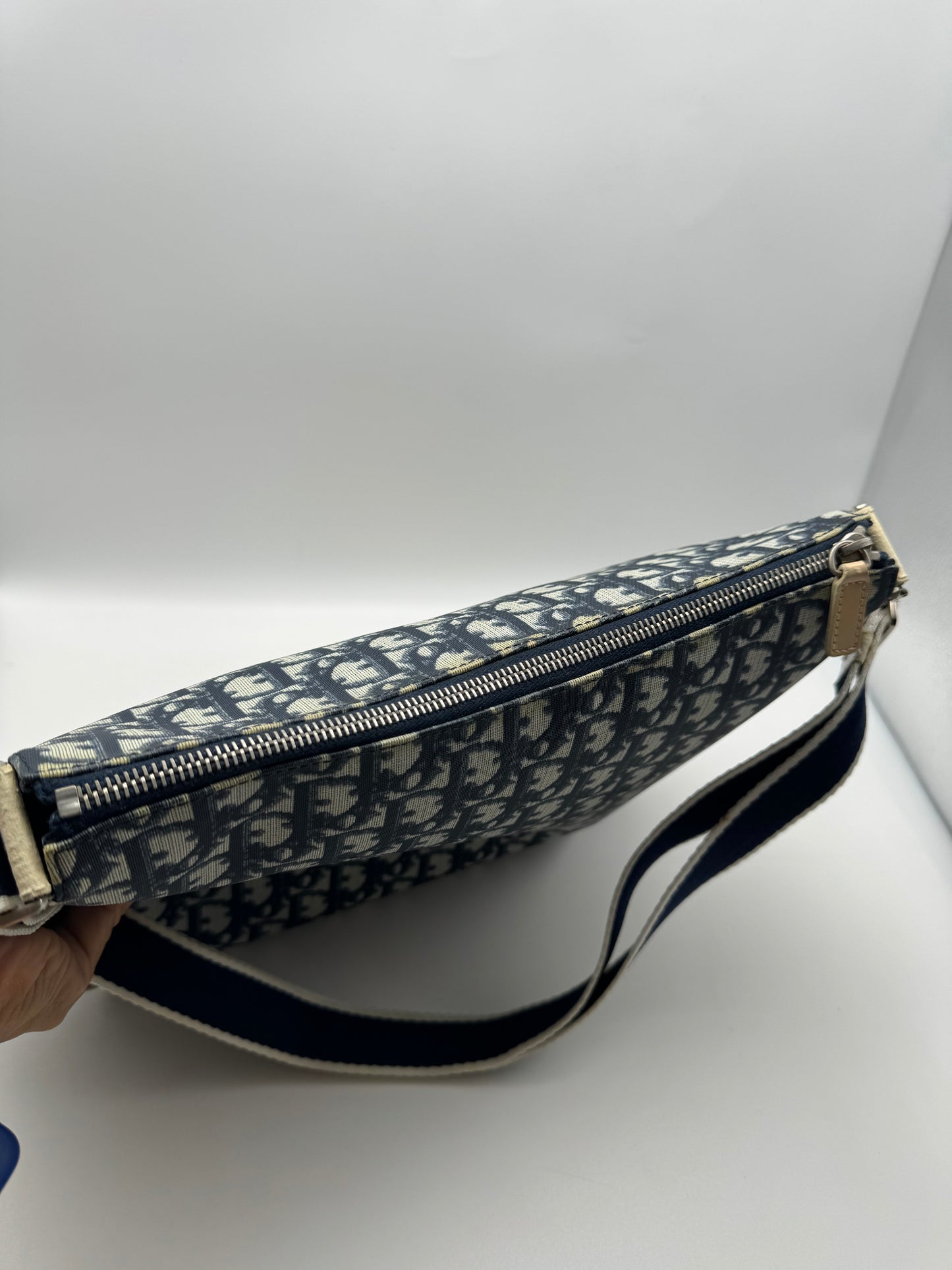 Authentic Dior Navy Blue Trotter Messenger Bag
