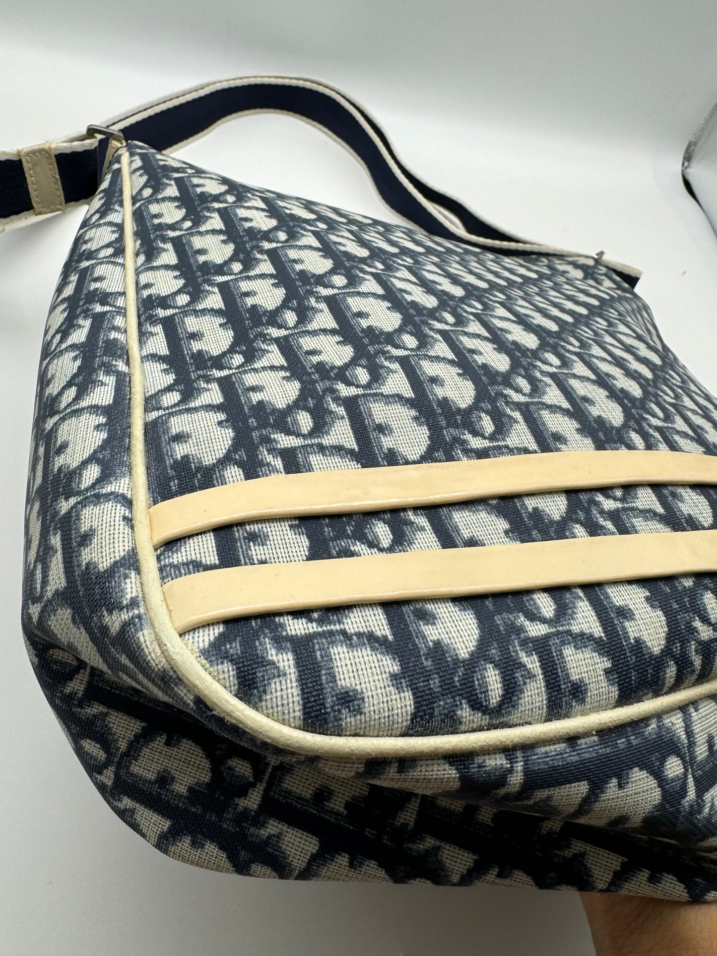 Authentic Dior Navy Blue Trotter Messenger Bag
