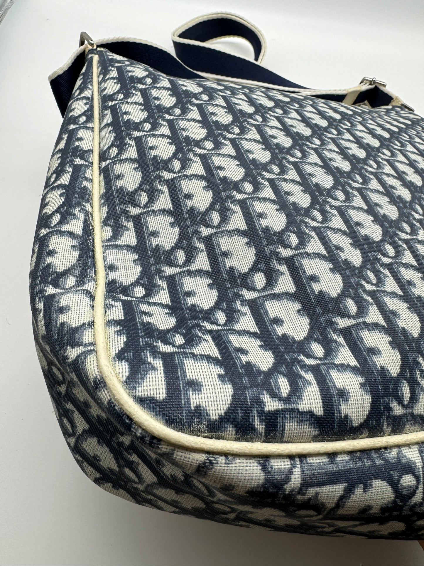 Authentic Dior Navy Blue Trotter Messenger Bag