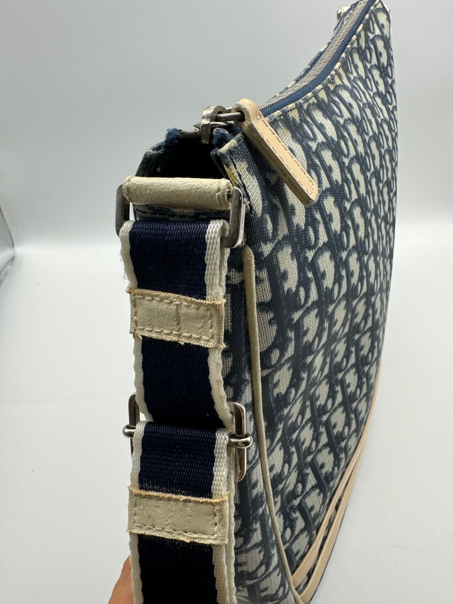 Authentic Dior Navy Blue Trotter Messenger Bag