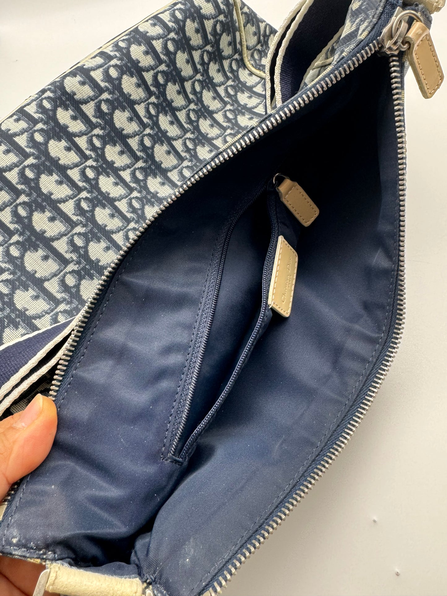 Authentic Dior Navy Blue Trotter Messenger Bag