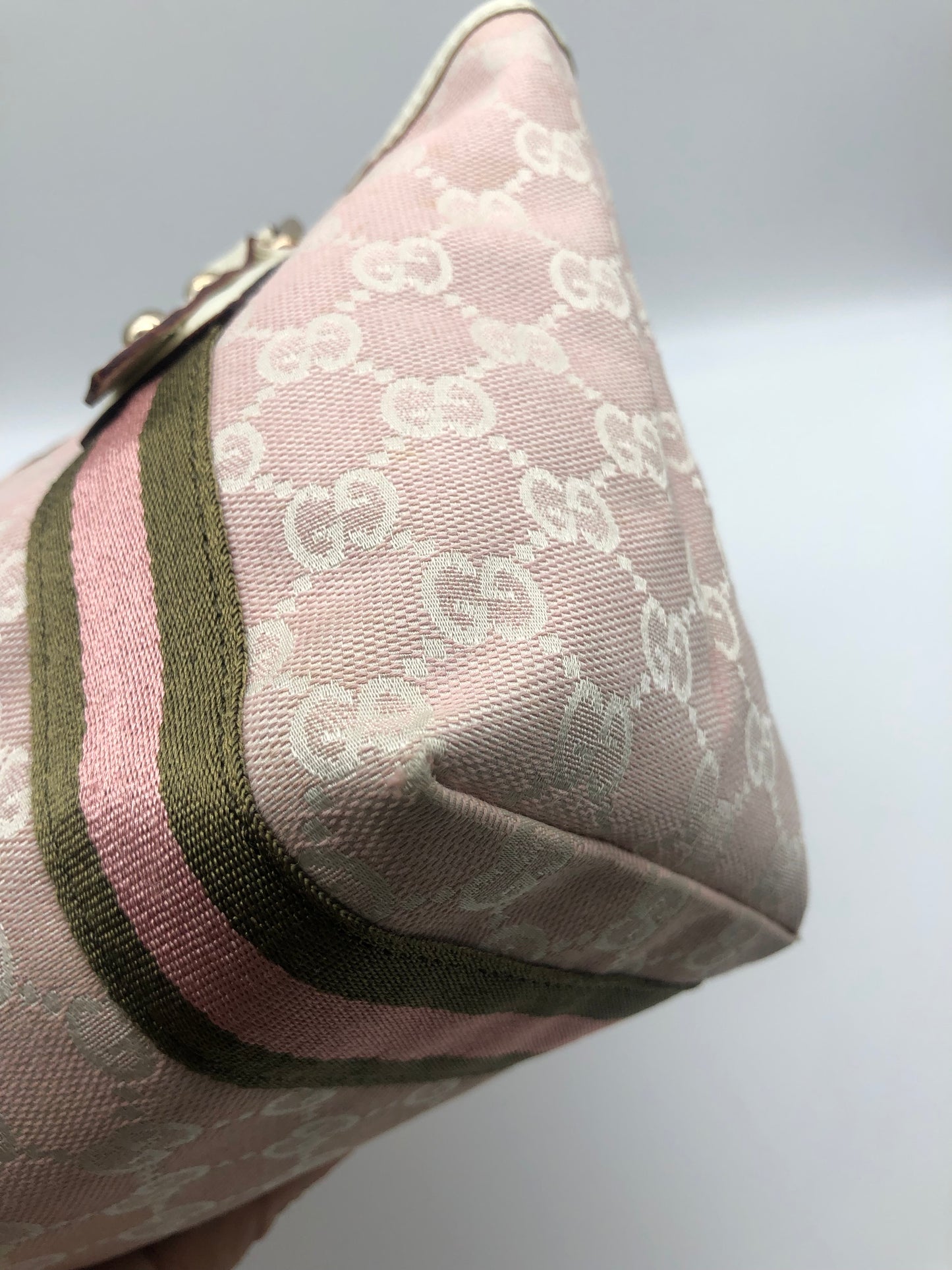 Authentic GUCCI Sherry Line Pink GG Canvas Small Tote