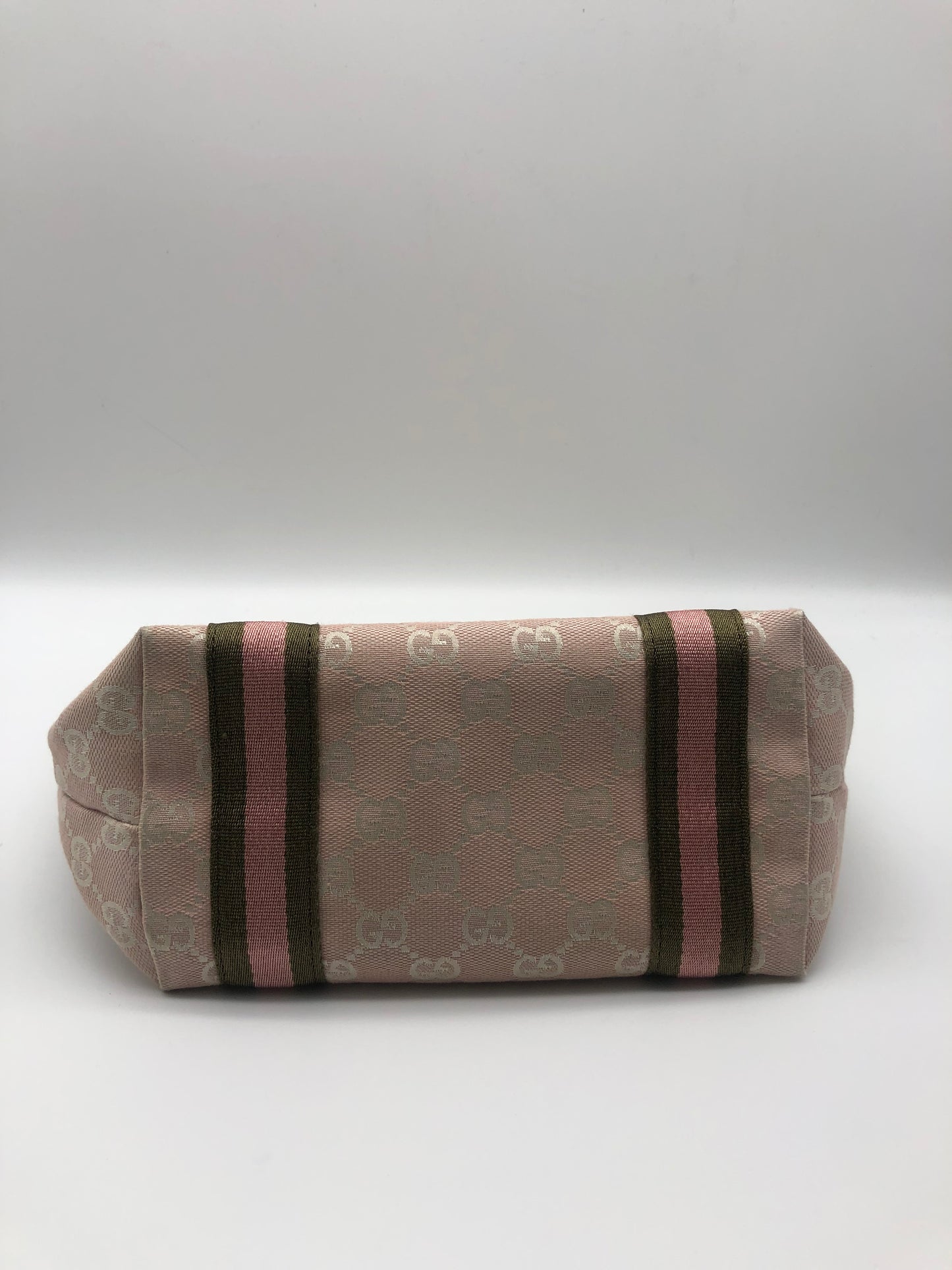 Authentic GUCCI Sherry Line Pink GG Canvas Small Tote