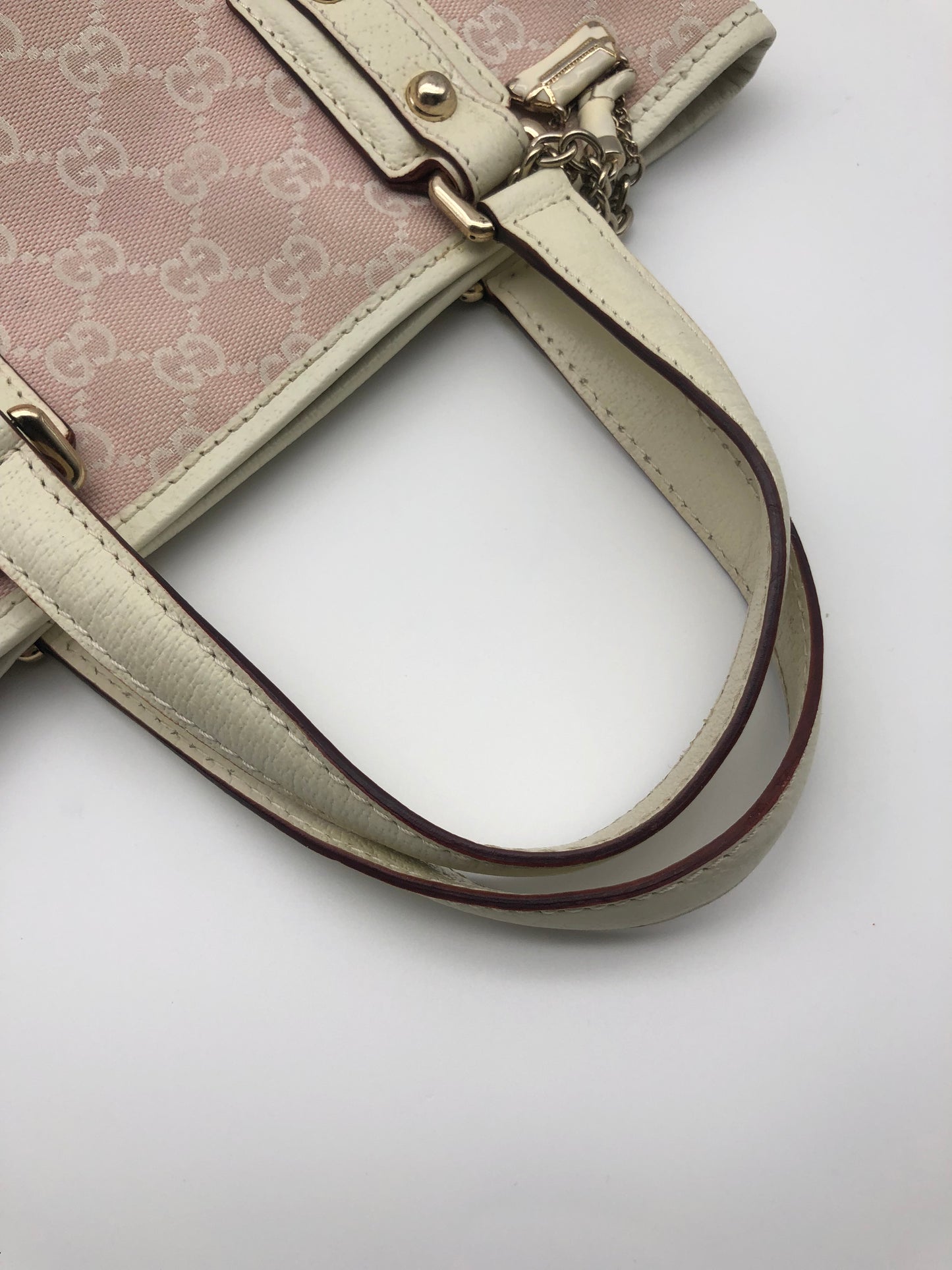 Authentic GUCCI Sherry Line Pink GG Canvas Small Tote