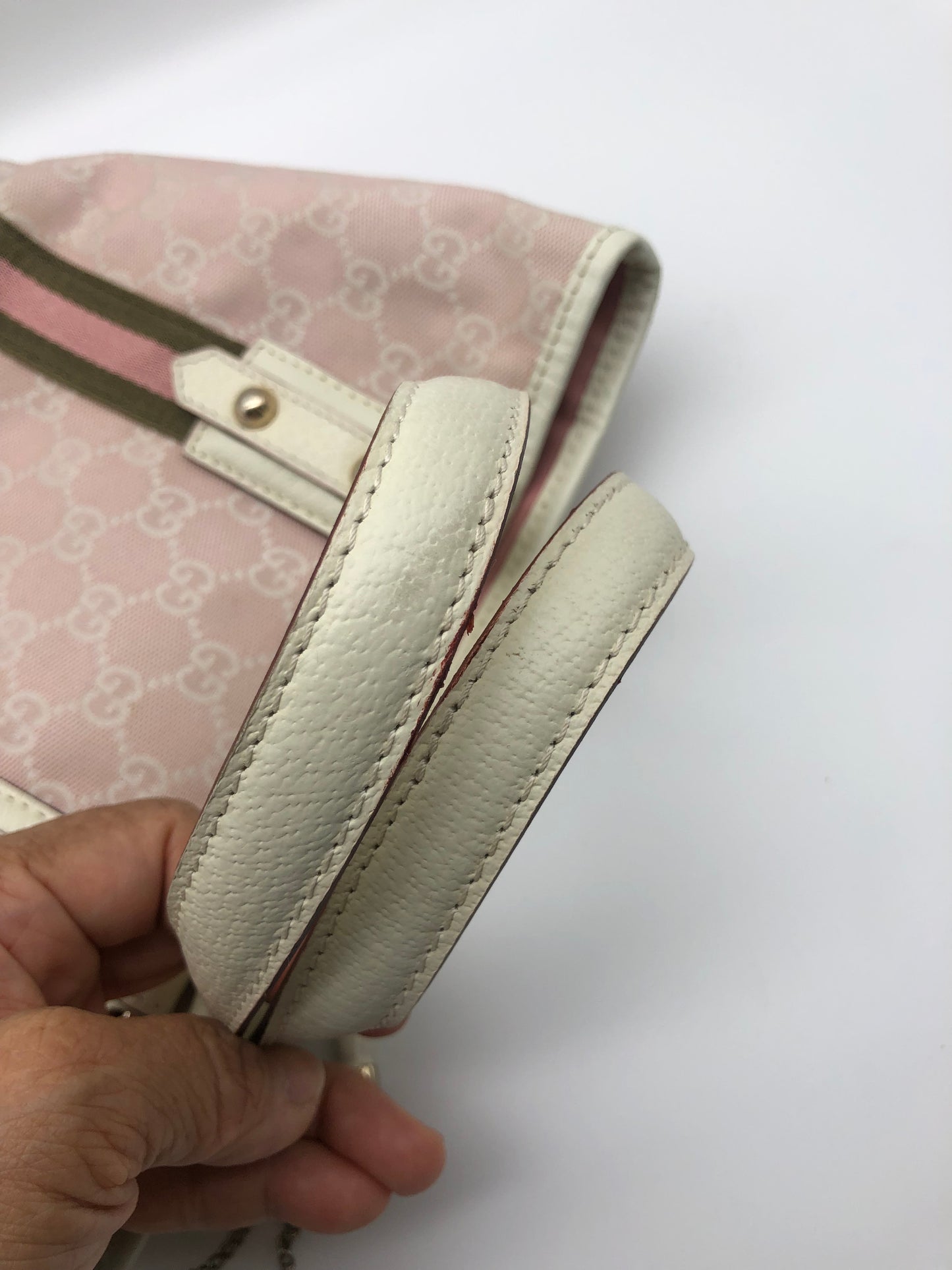 Authentic GUCCI Sherry Line Pink GG Canvas Small Tote