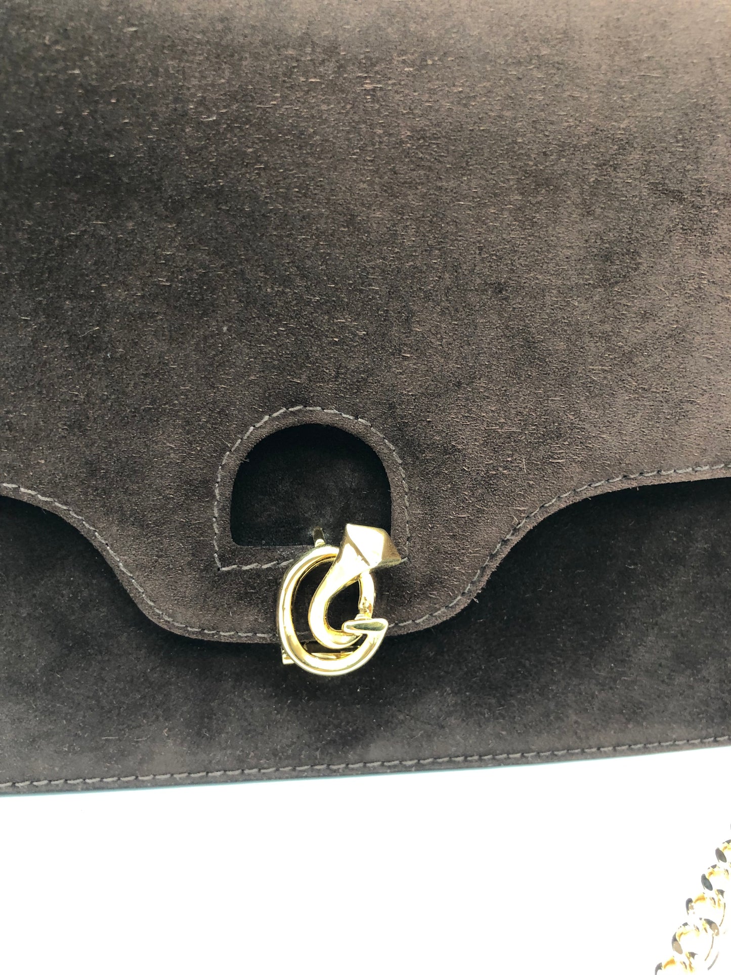 Authentic GUCCI Dark Brown Suede Clutch Added Strap Shoulder Bag