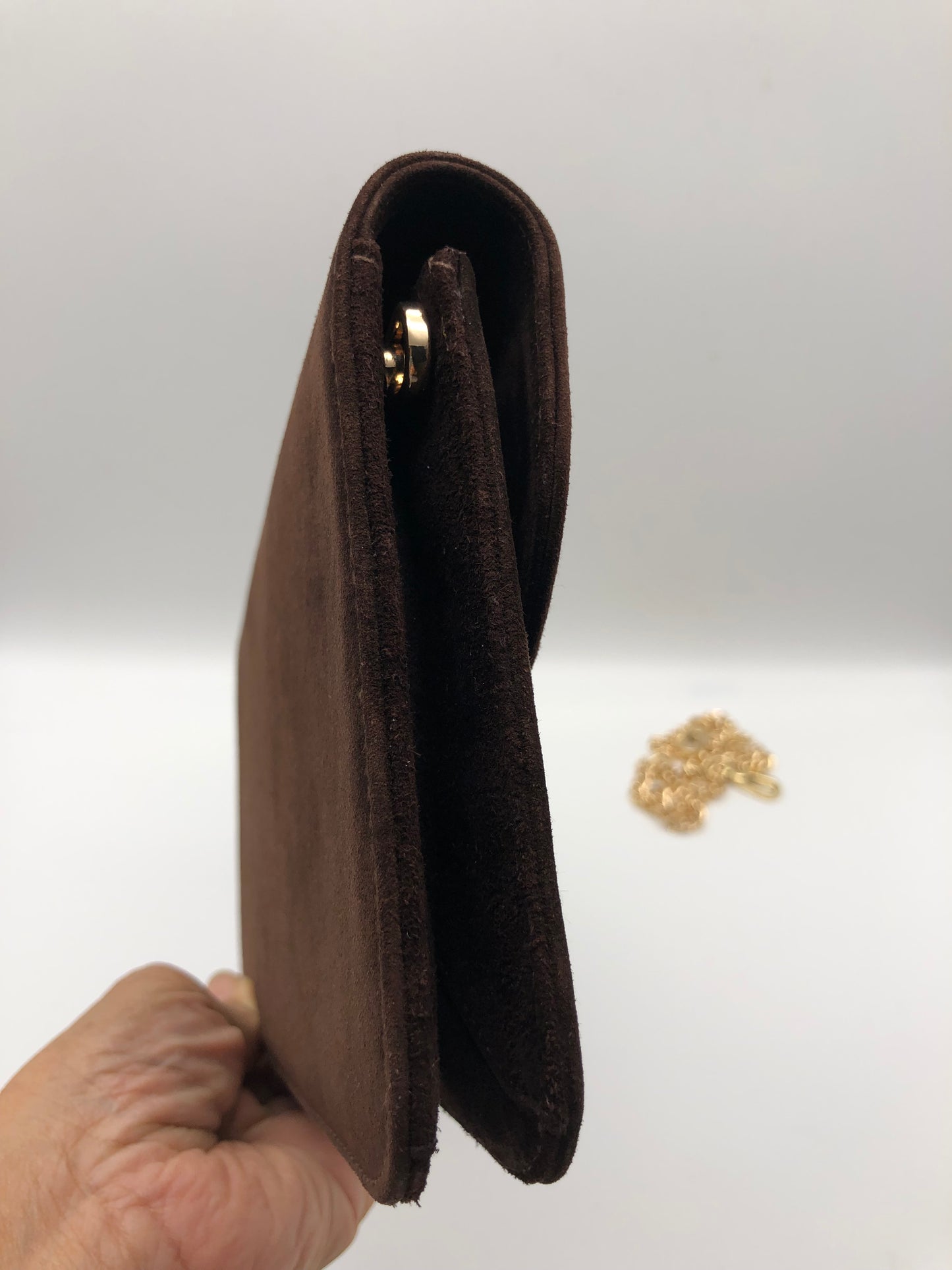 Authentic GUCCI Dark Brown Suede Clutch Added Strap Shoulder Bag