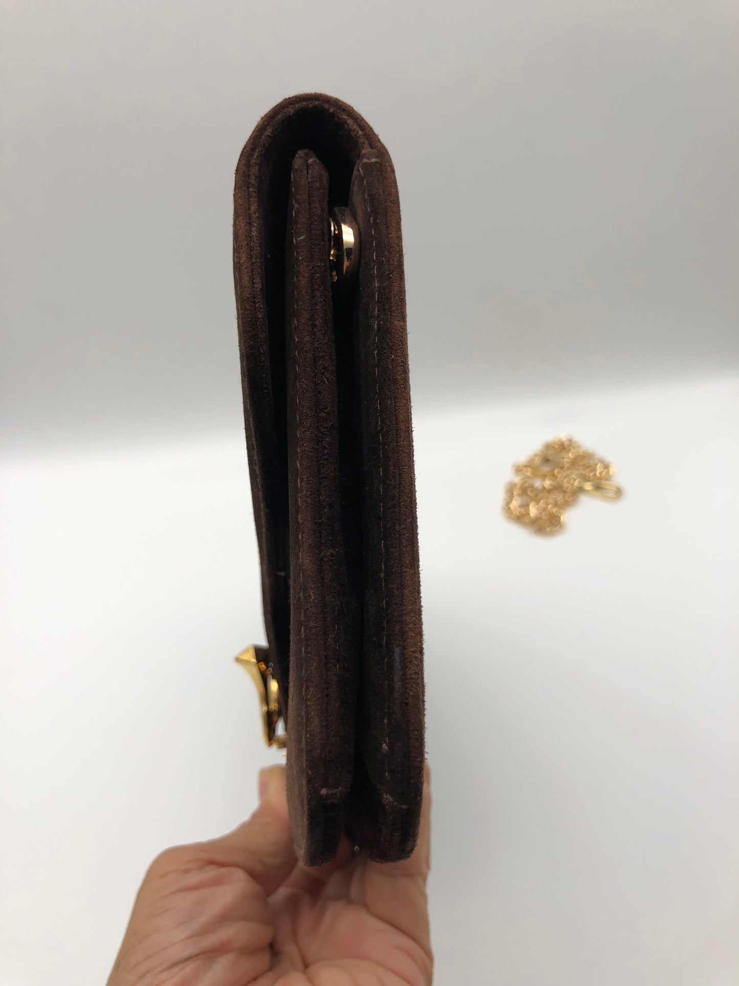 Authentic GUCCI Dark Brown Suede Clutch Added Strap Shoulder Bag