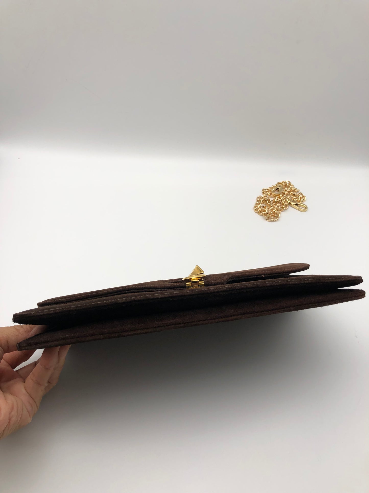 Authentic GUCCI Dark Brown Suede Clutch Added Strap Shoulder Bag