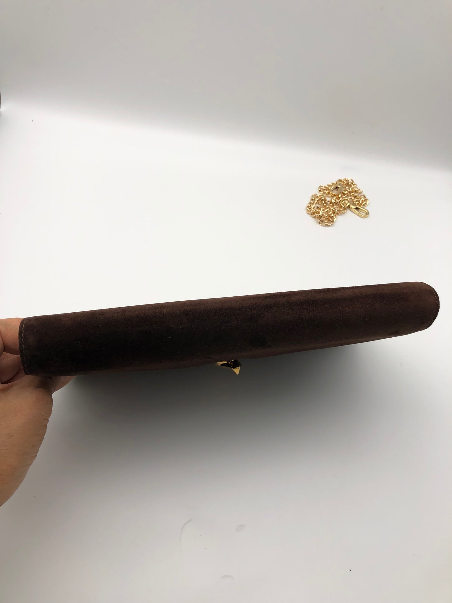 Authentic GUCCI Dark Brown Suede Clutch Added Strap Shoulder Bag