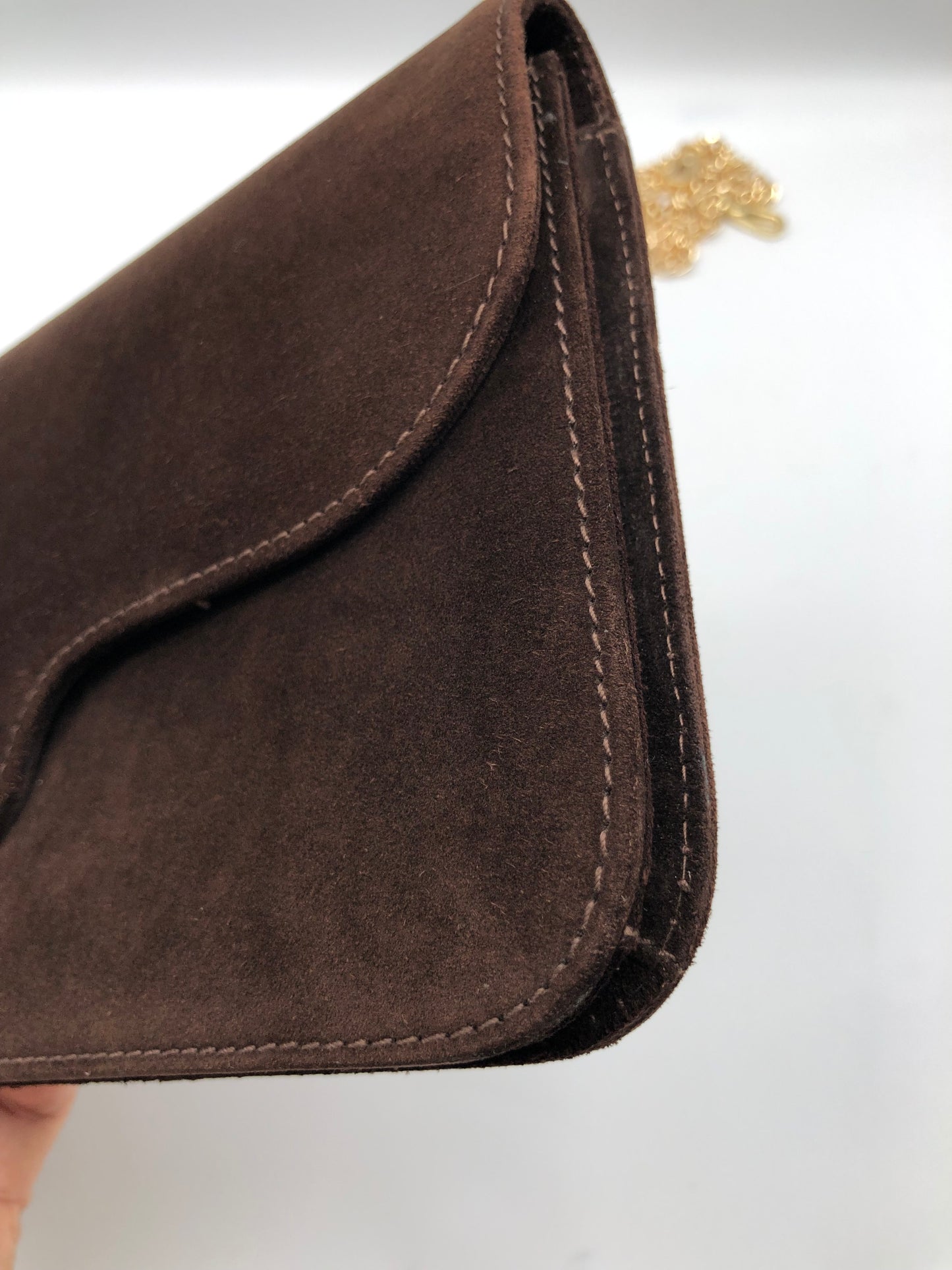 Authentic GUCCI Dark Brown Suede Clutch Added Strap Shoulder Bag