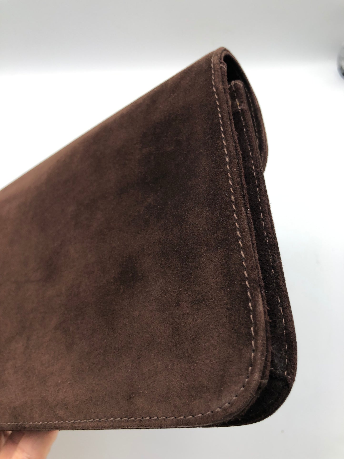 Authentic GUCCI Dark Brown Suede Clutch Added Strap Shoulder Bag