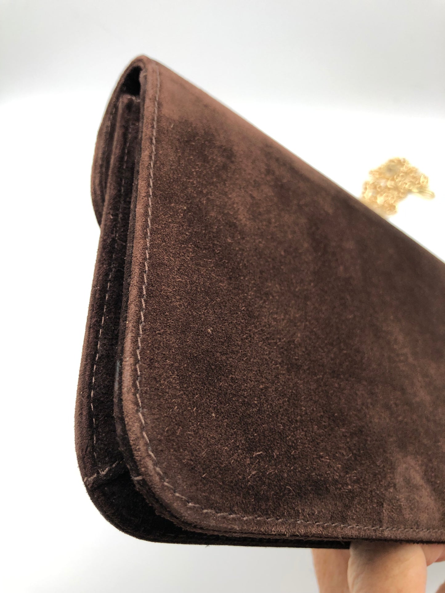 Authentic GUCCI Dark Brown Suede Clutch Added Strap Shoulder Bag