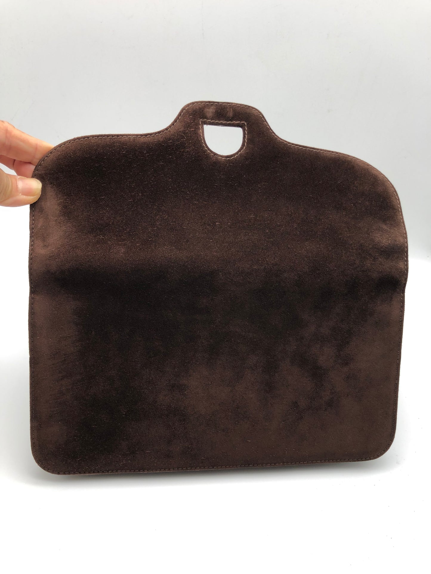 Authentic GUCCI Dark Brown Suede Clutch Added Strap Shoulder Bag