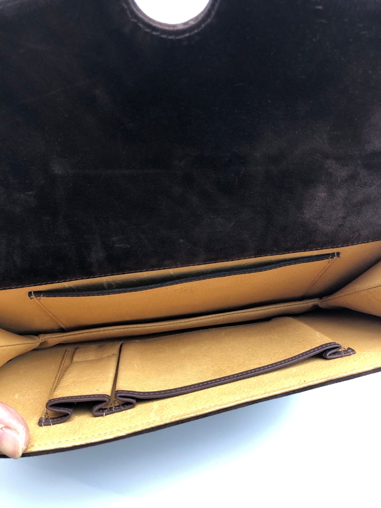 Authentic GUCCI Dark Brown Suede Clutch Added Strap Shoulder Bag