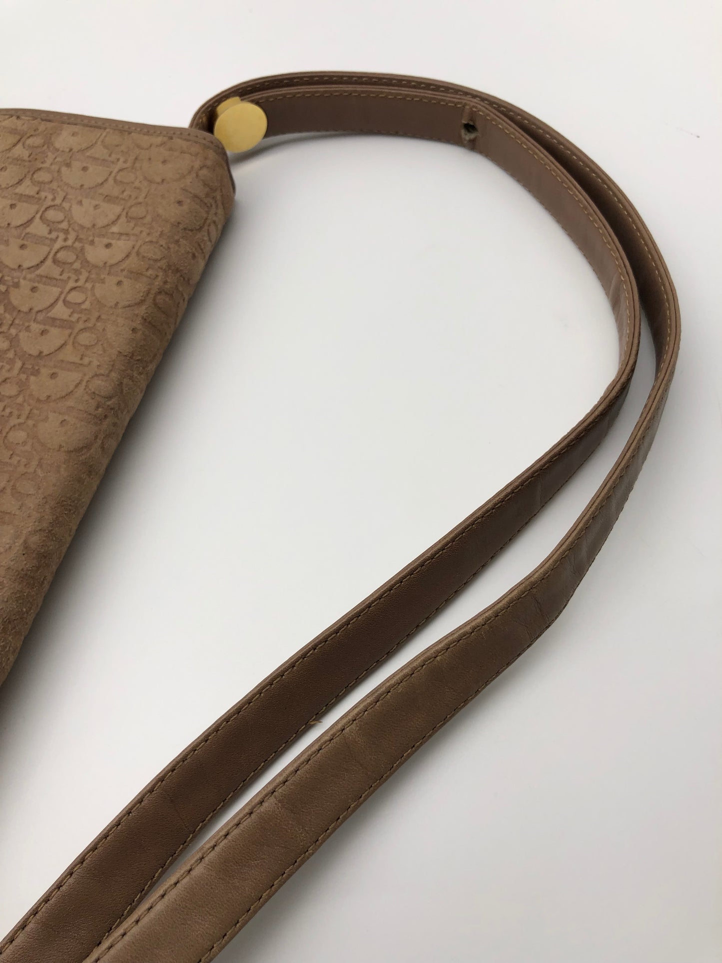 Authentic Christian Dior Brown Suede Trotter Shoulder/Crossbody Bag