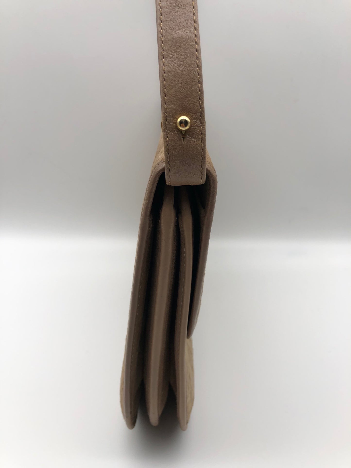 Authentic Christian Dior Brown Suede Trotter Shoulder/Crossbody Bag
