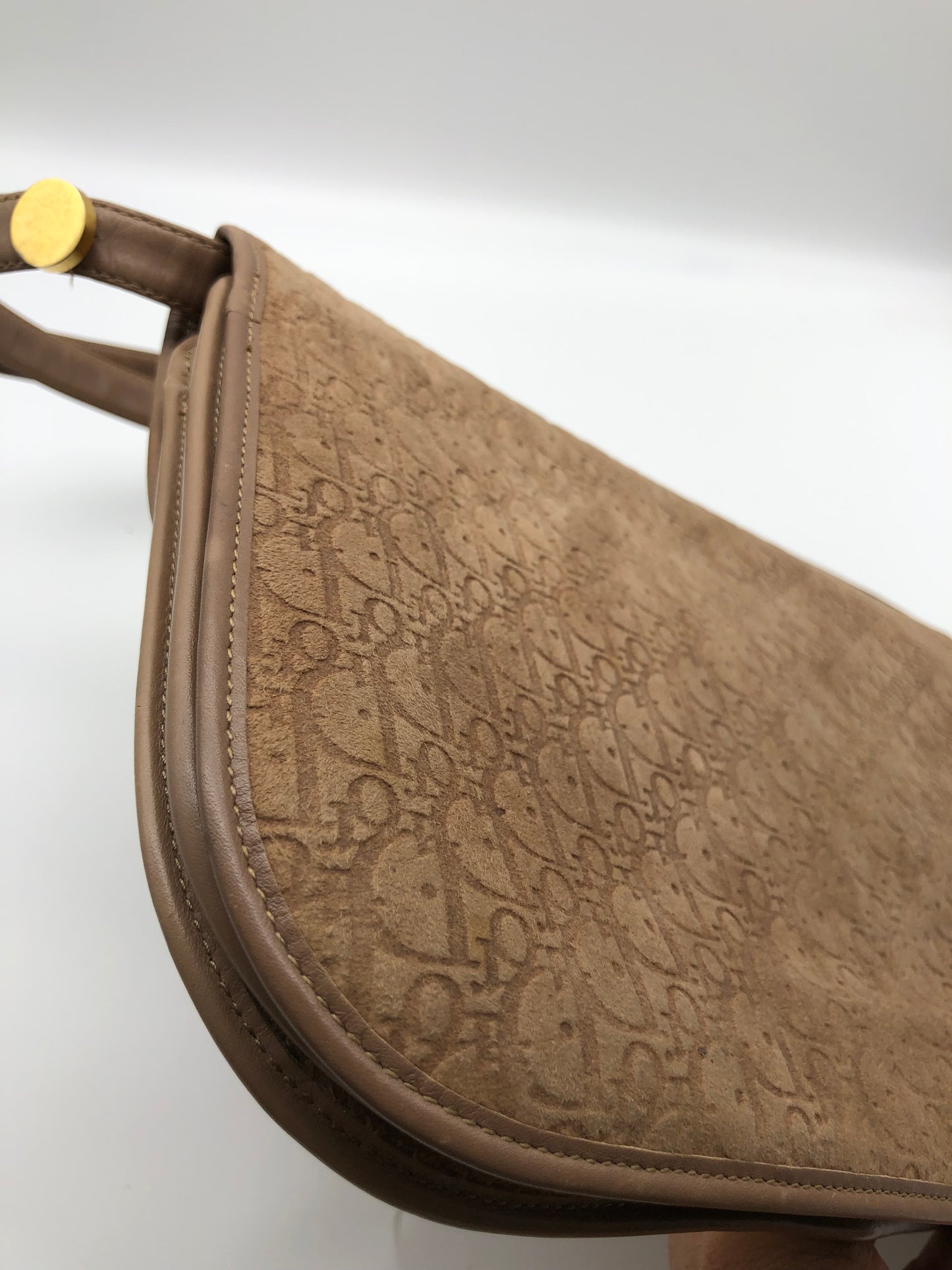 Authentic Christian Dior Brown Suede Trotter Shoulder/Crossbody Bag