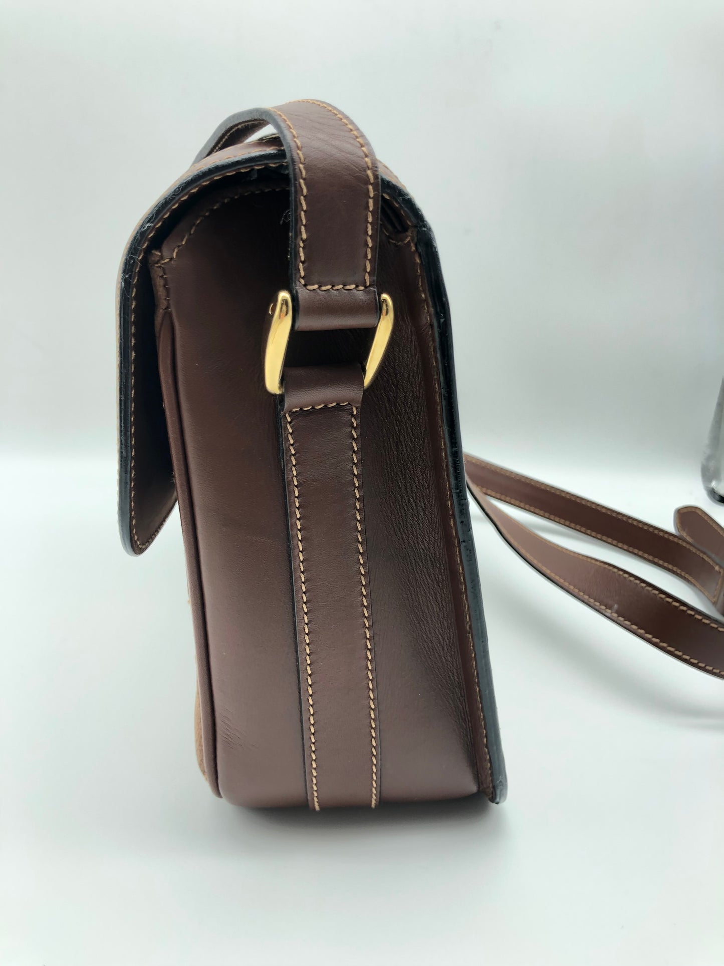 Authentic Gucci Brown Quilted Suede Box Shape Shoulder Crossbody Bag