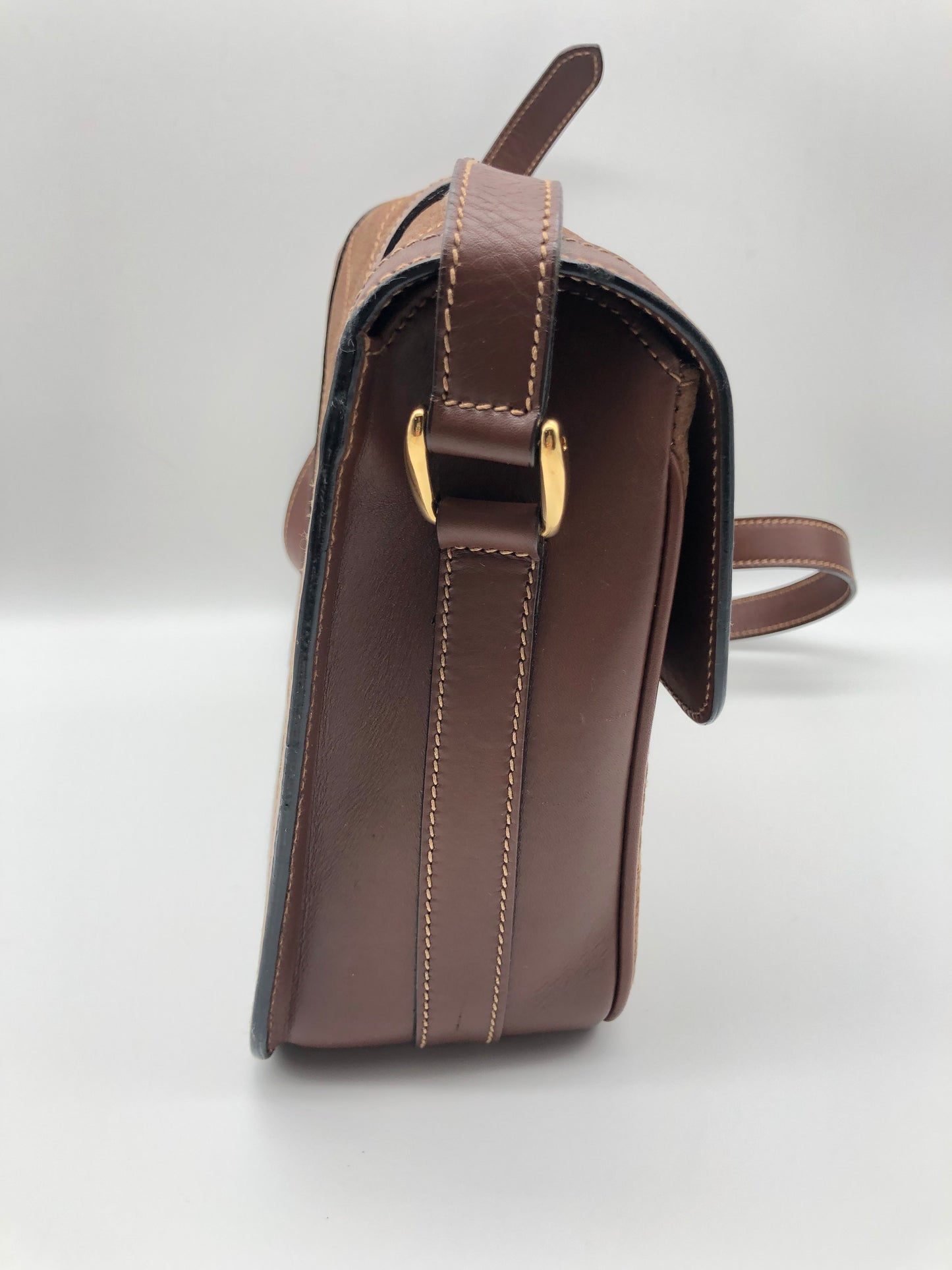 Authentic Gucci Brown Quilted Suede Box Shape Shoulder Crossbody Bag