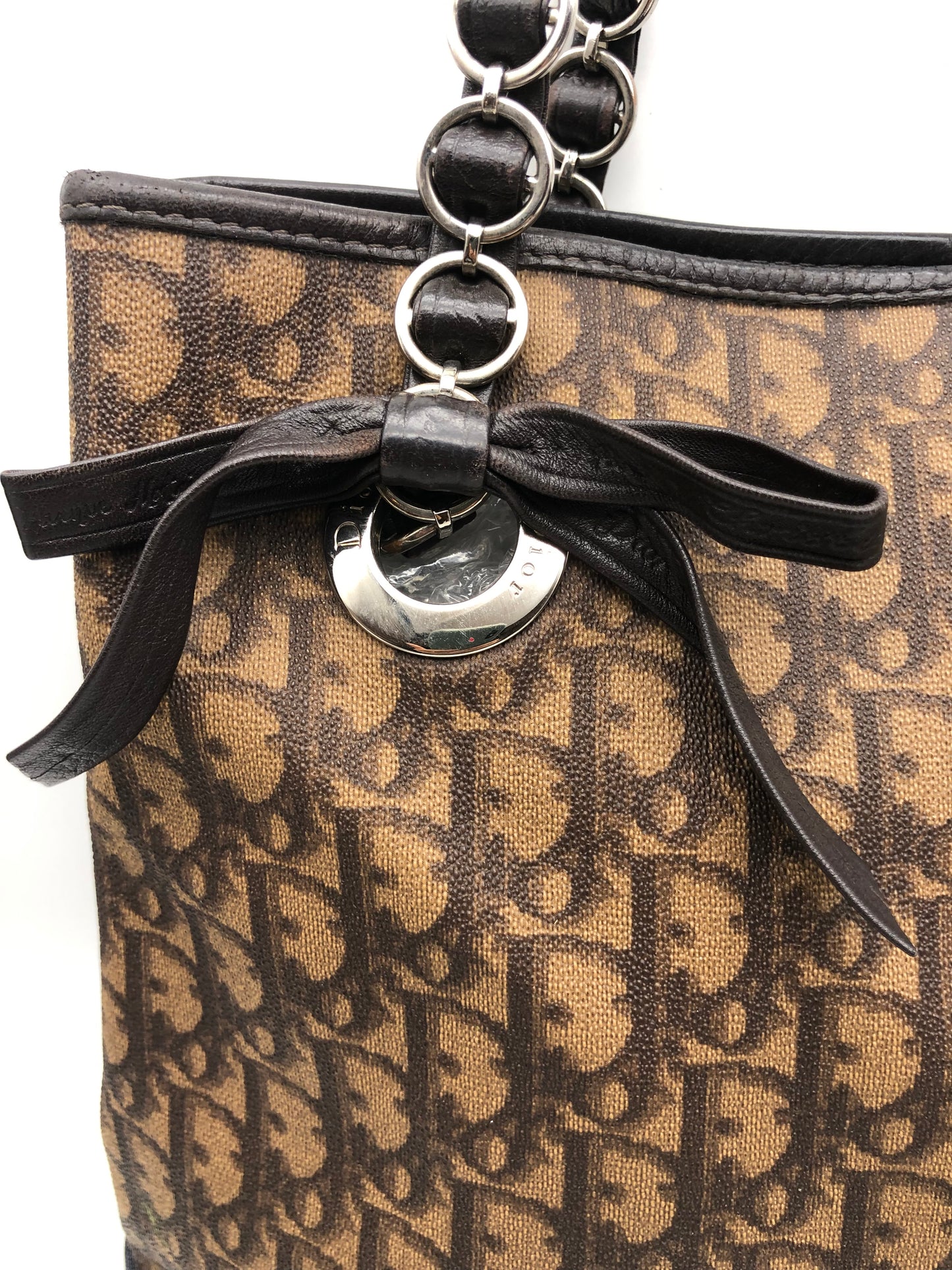 Authentic Christian Dior Dark BrownTrotter Romantique Tote Bag
