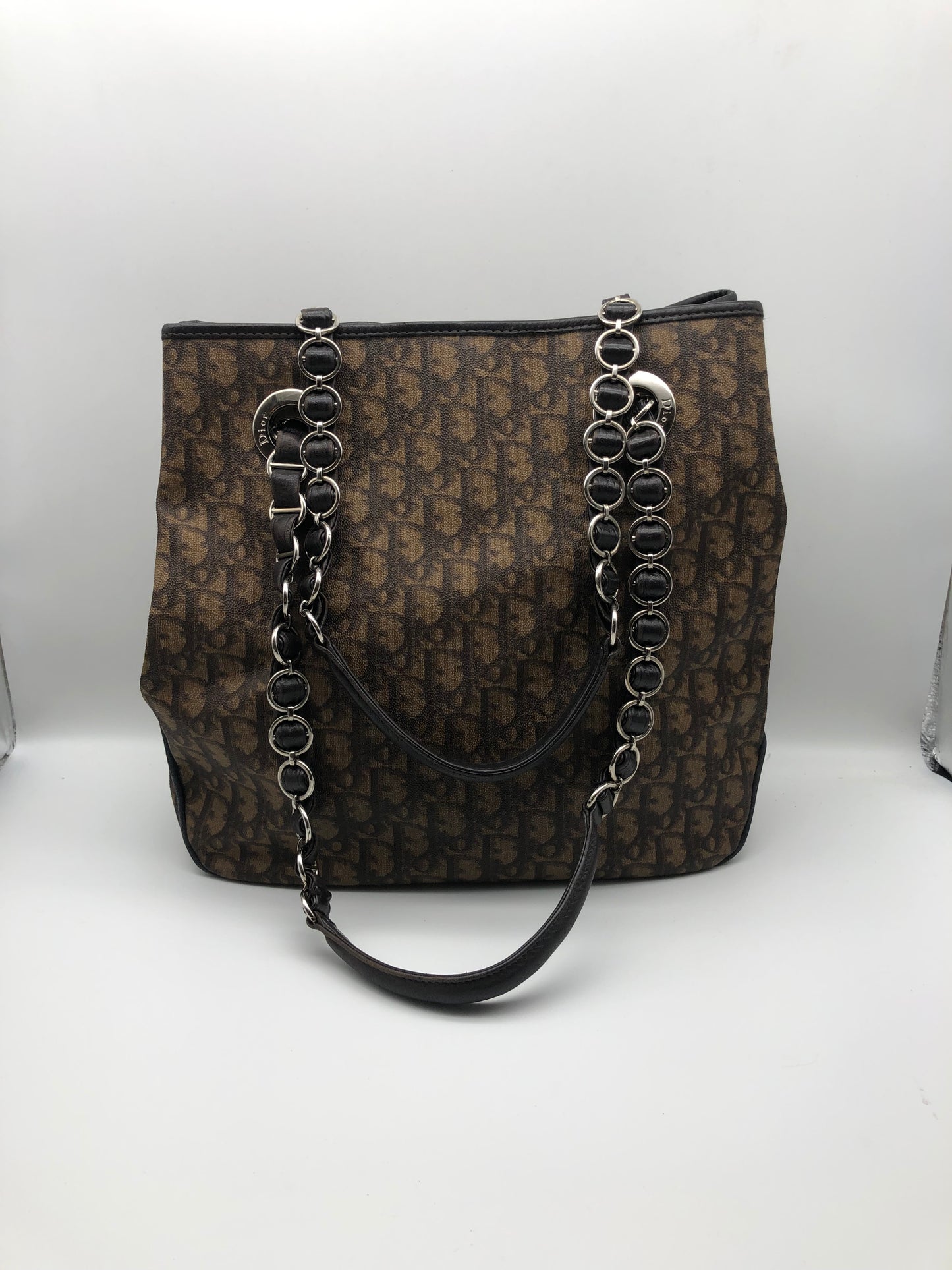 Authentic Christian Dior Dark BrownTrotter Romantique Tote Bag