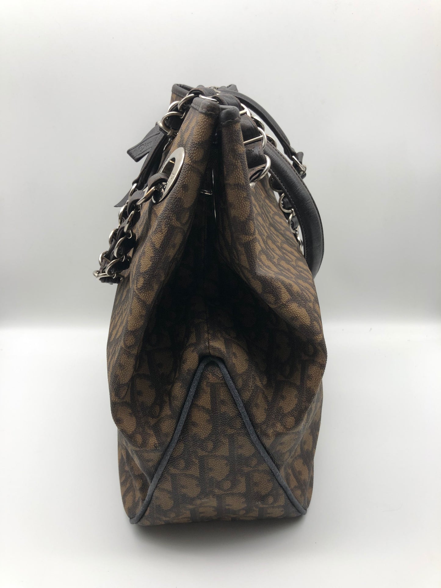 Authentic Christian Dior Dark BrownTrotter Romantique Tote Bag