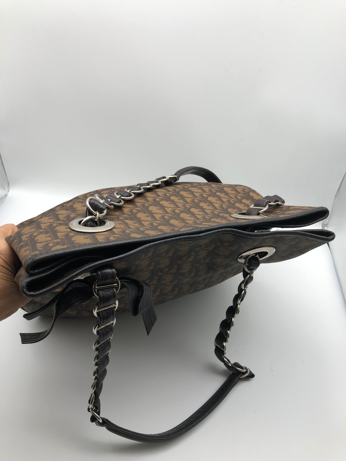 Authentic Christian Dior Dark BrownTrotter Romantique Tote Bag