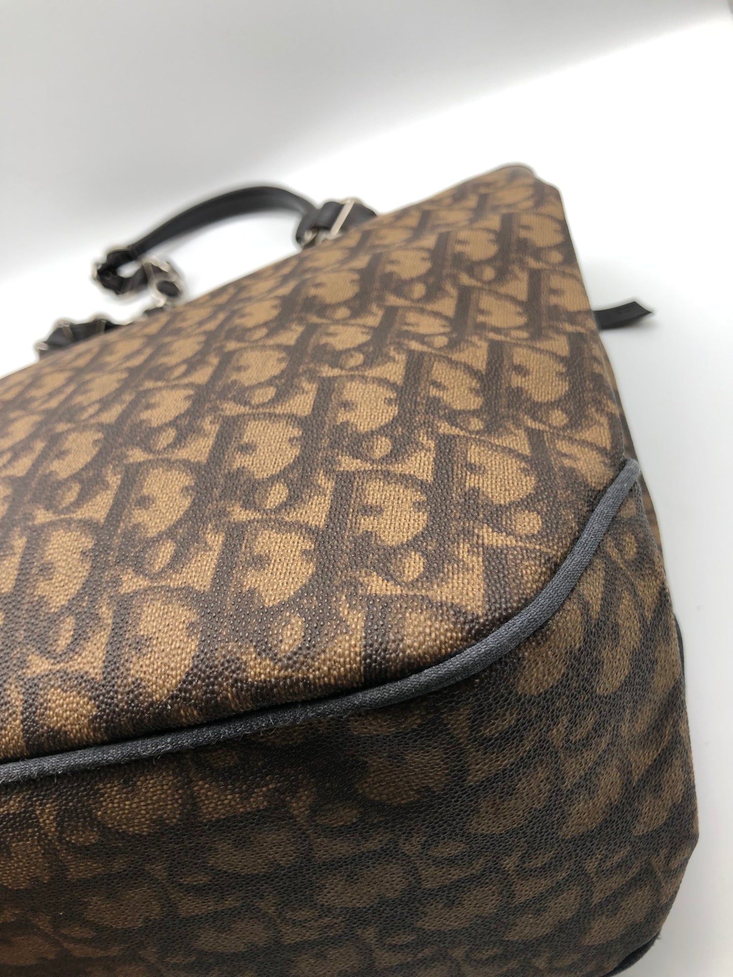 Authentic Christian Dior Dark BrownTrotter Romantique Tote Bag