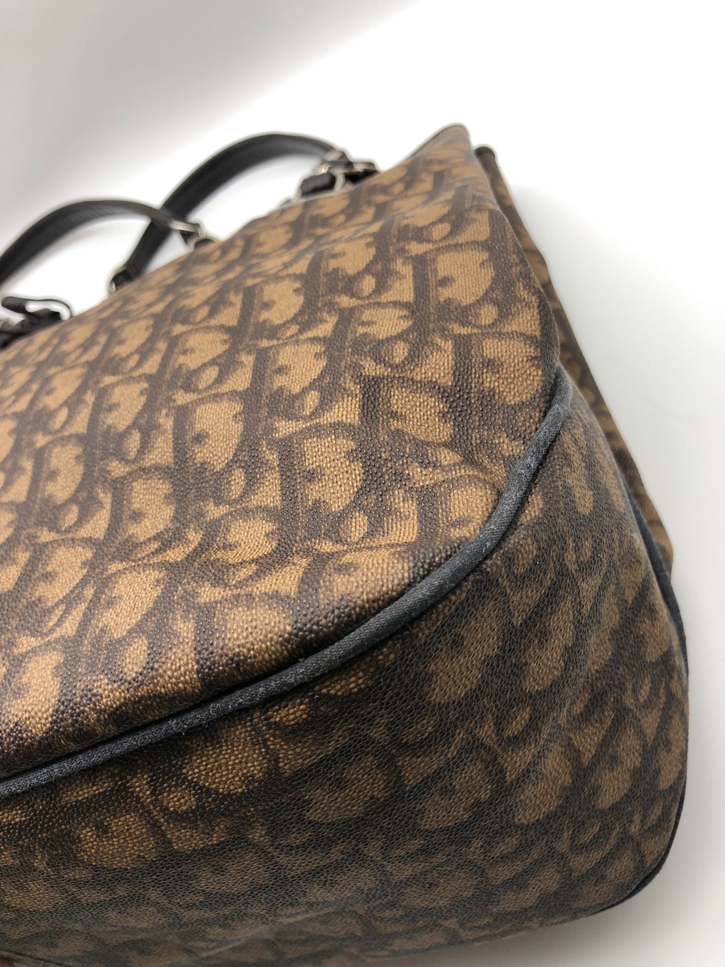 Authentic Christian Dior Dark BrownTrotter Romantique Tote Bag