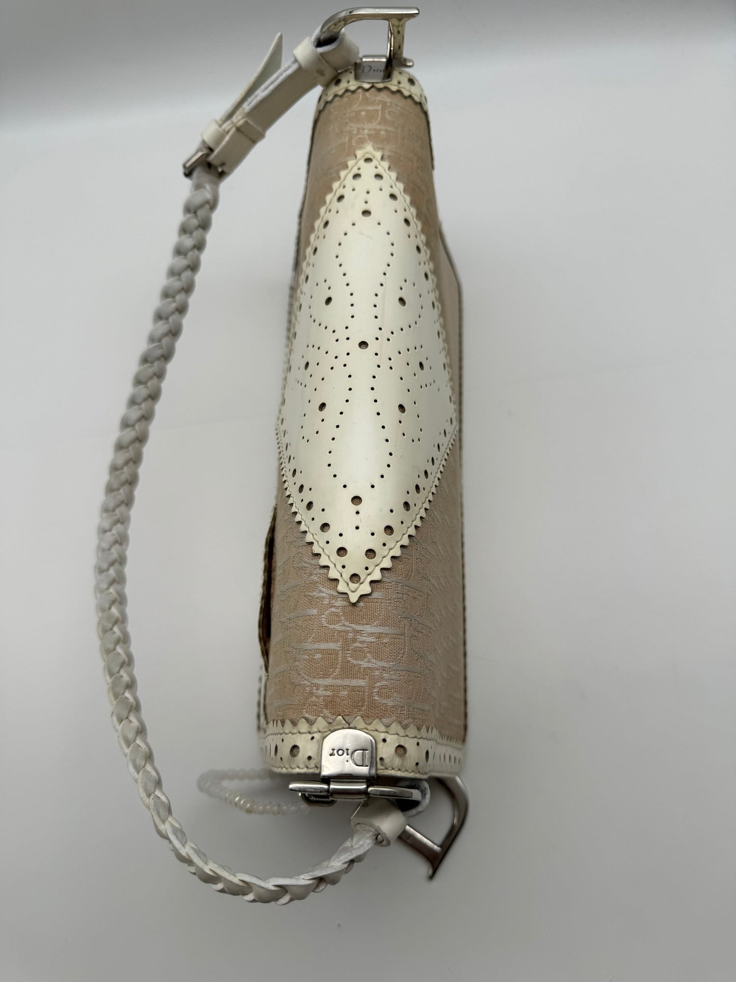 Authentic Christian Dior D'trick White & Pink Shoulder Bag