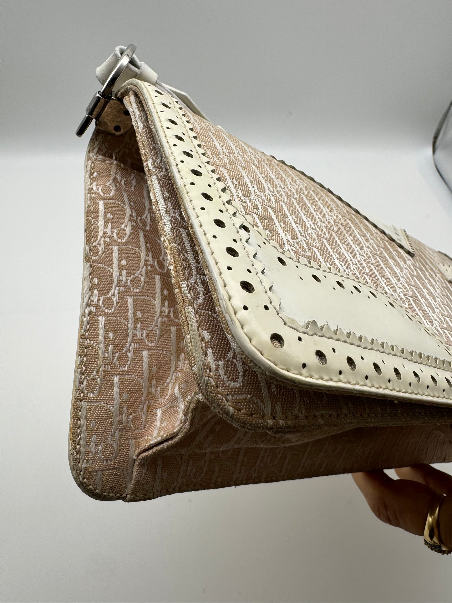 Authentic Christian Dior D'trick White & Pink Shoulder Bag