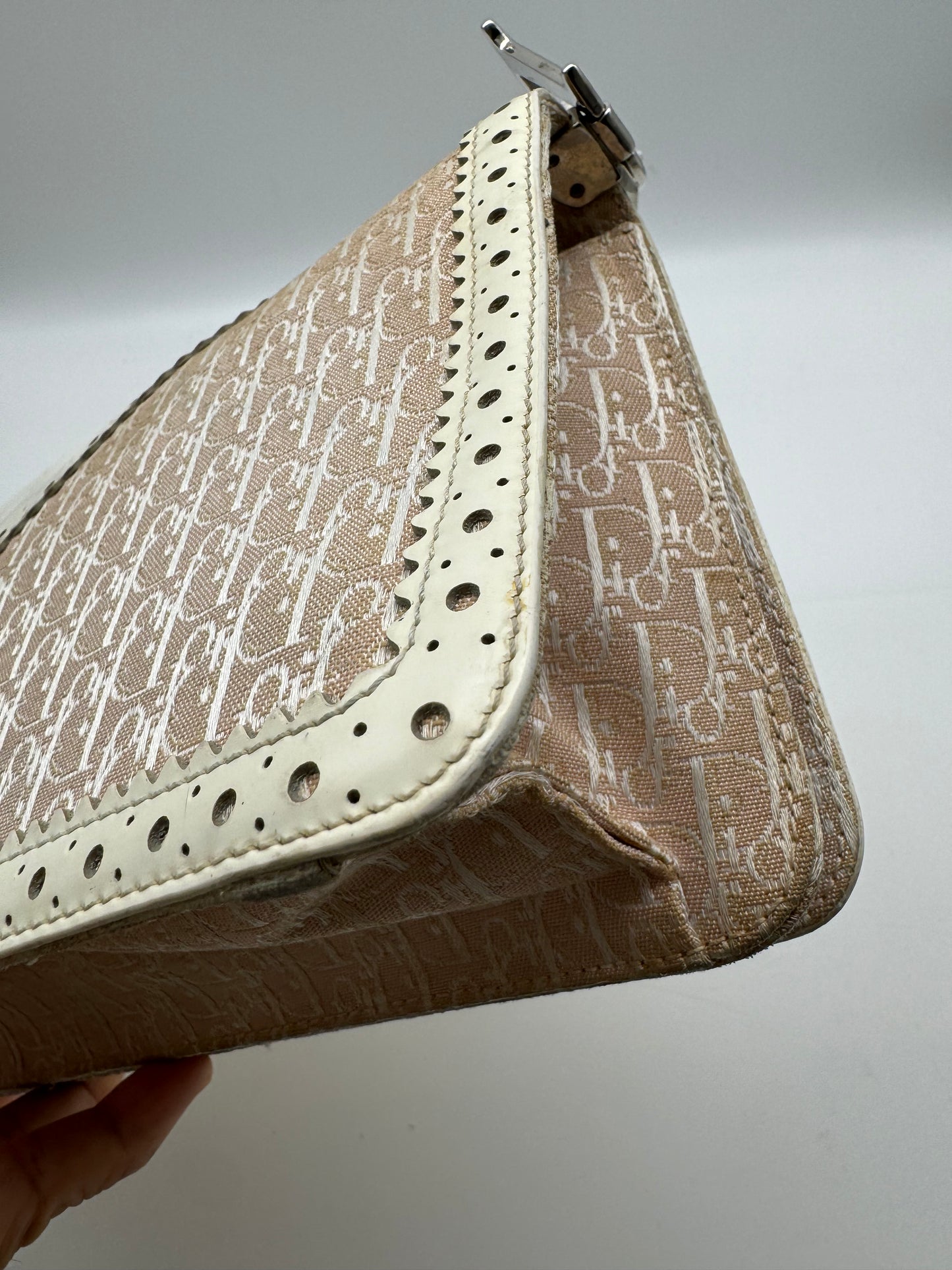 Authentic Christian Dior D'trick White & Pink Shoulder Bag