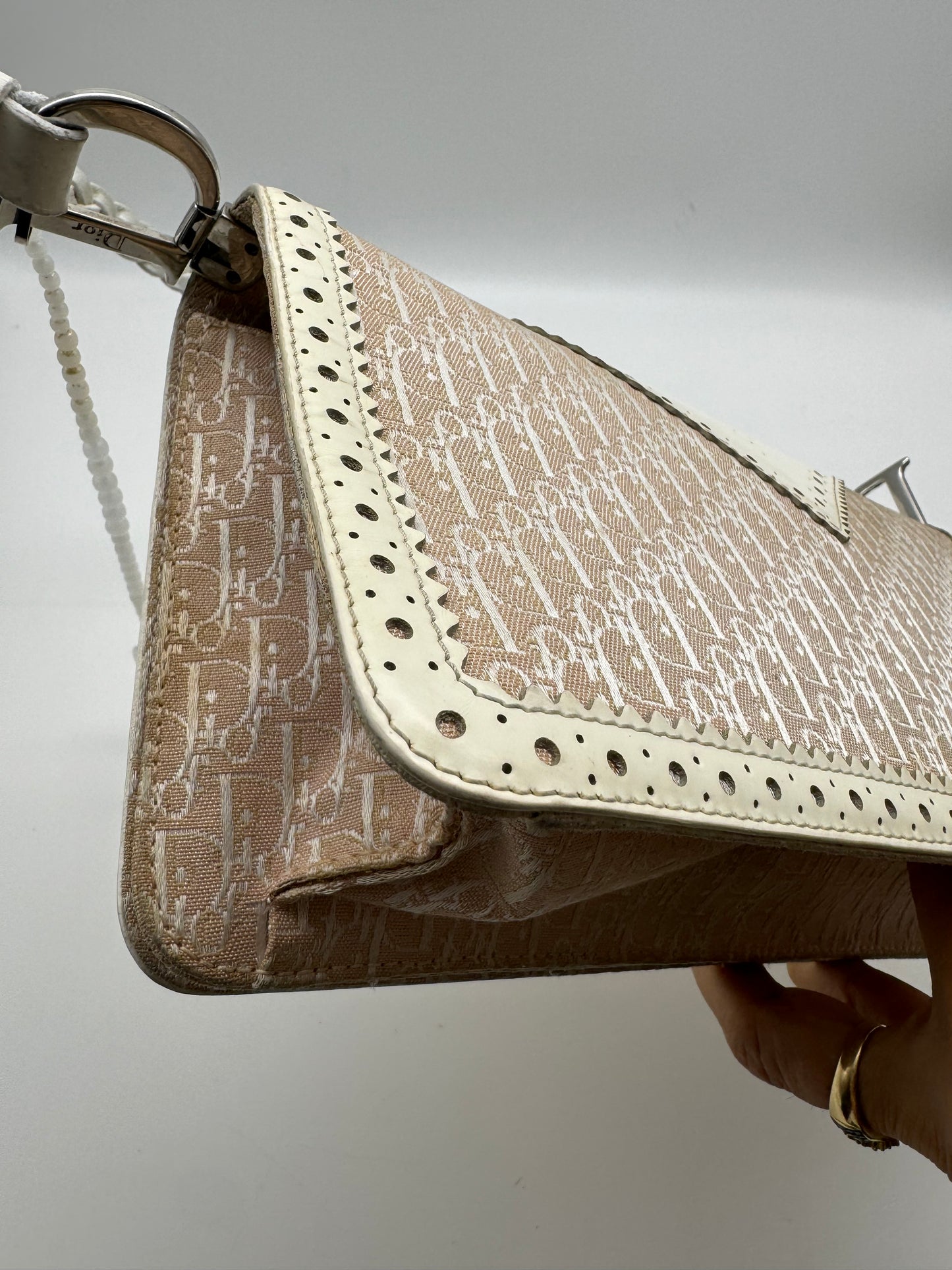 Authentic Christian Dior D'trick White & Pink Shoulder Bag