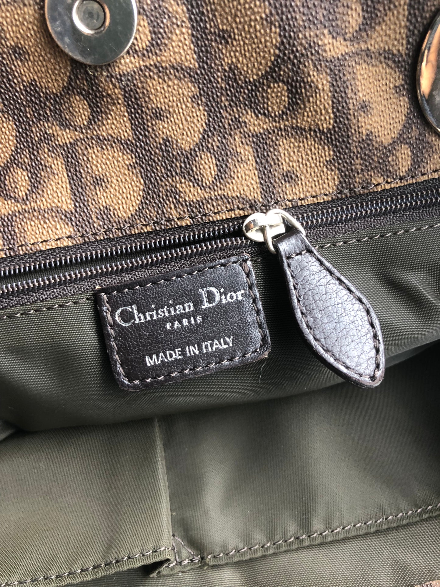 Authentic Christian Dior Dark BrownTrotter Romantique Tote Bag