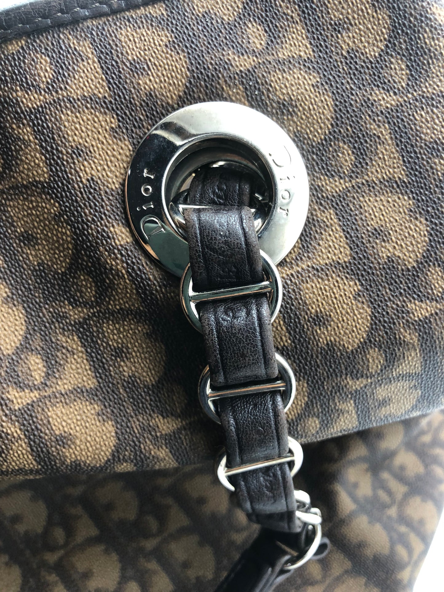 Authentic Christian Dior Dark BrownTrotter Romantique Tote Bag
