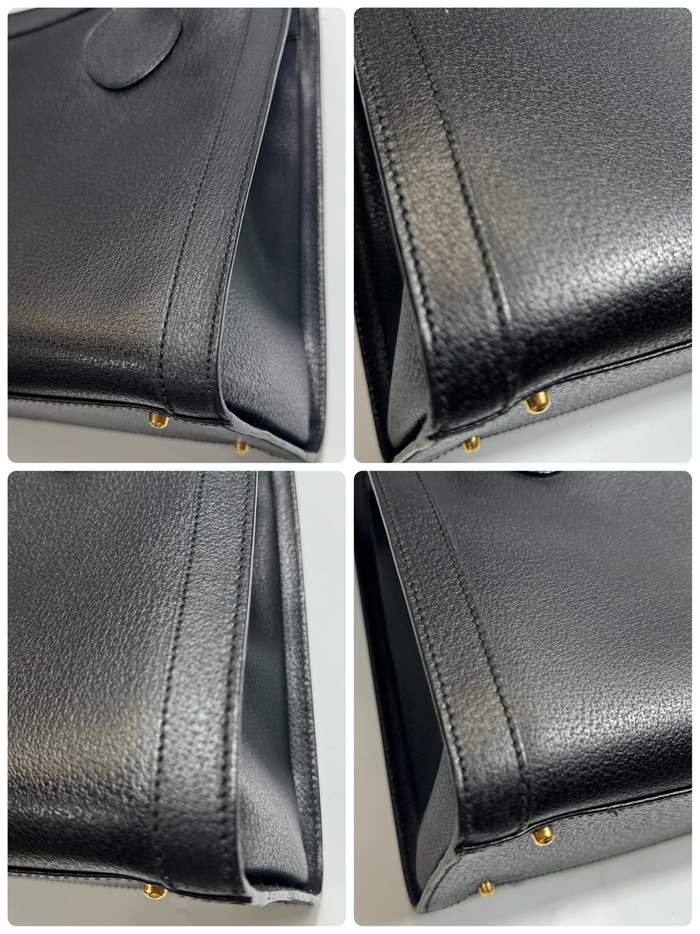 Authentic GUCCI Vintage Bamboo Handles Black Leather Diana Tote