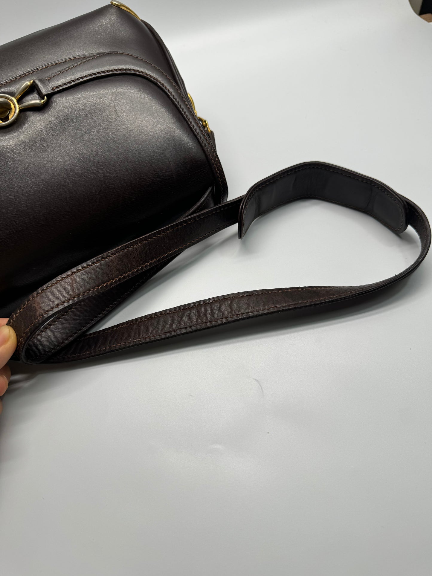 Authentic Gucci Vintage 1970s Dark Brown Leather Shoulder Bag