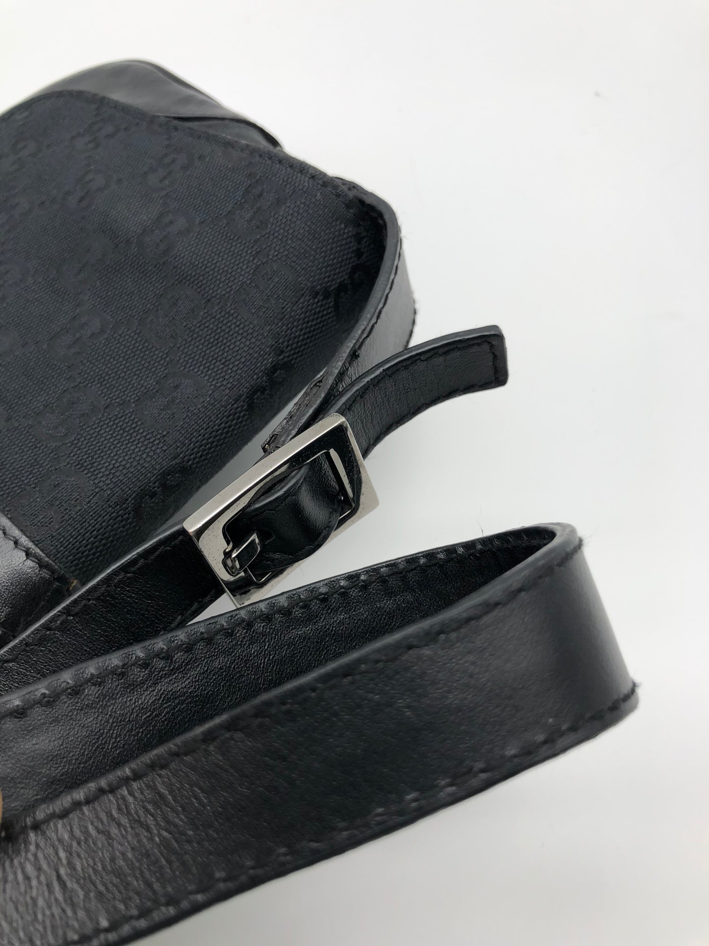 Authentic GUCCI Jackie Black Monogram Jacquard Cloth Shoulder Bag