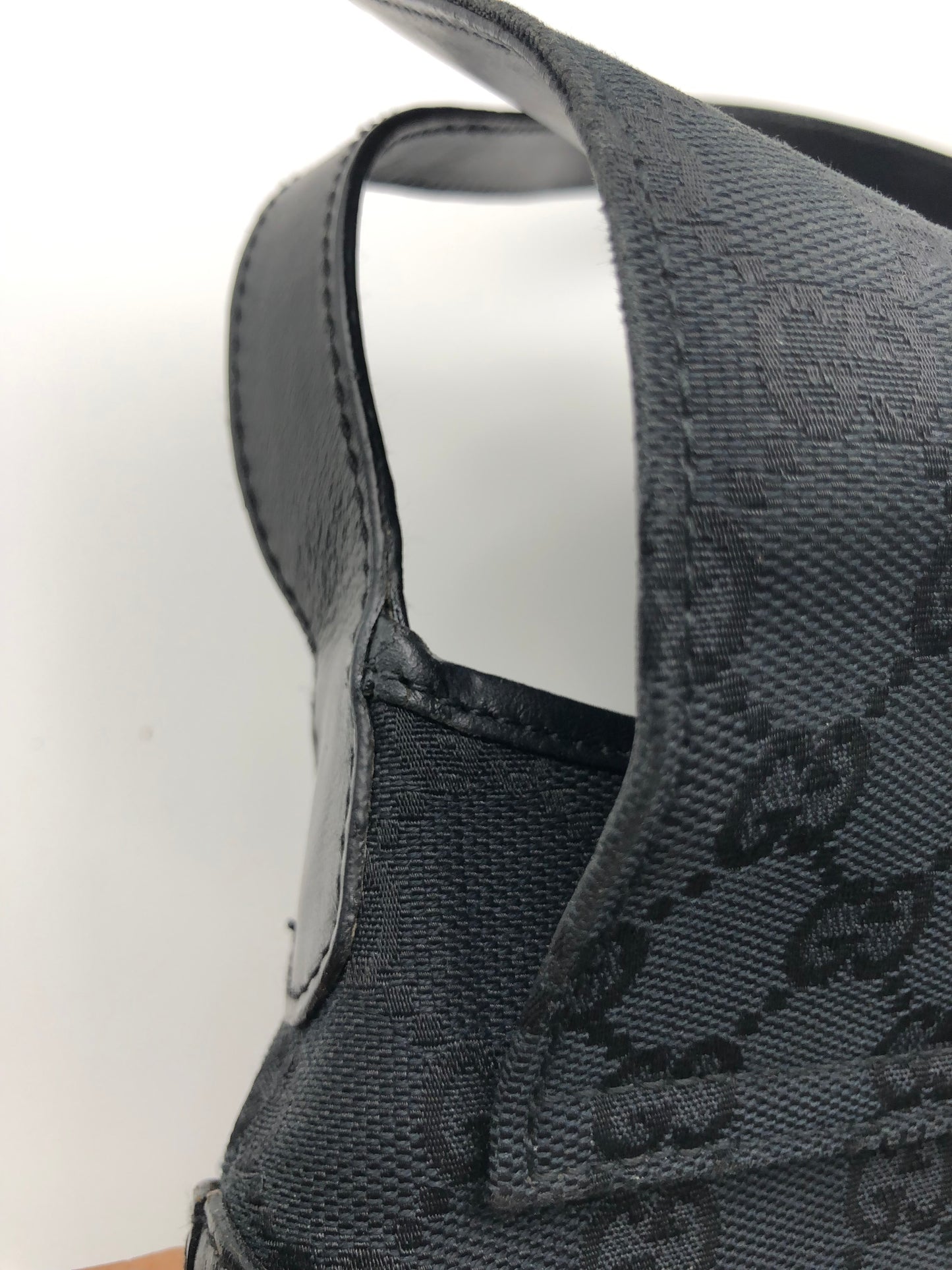 Authentic GUCCI Jackie Black Monogram Jacquard Cloth Shoulder Bag
