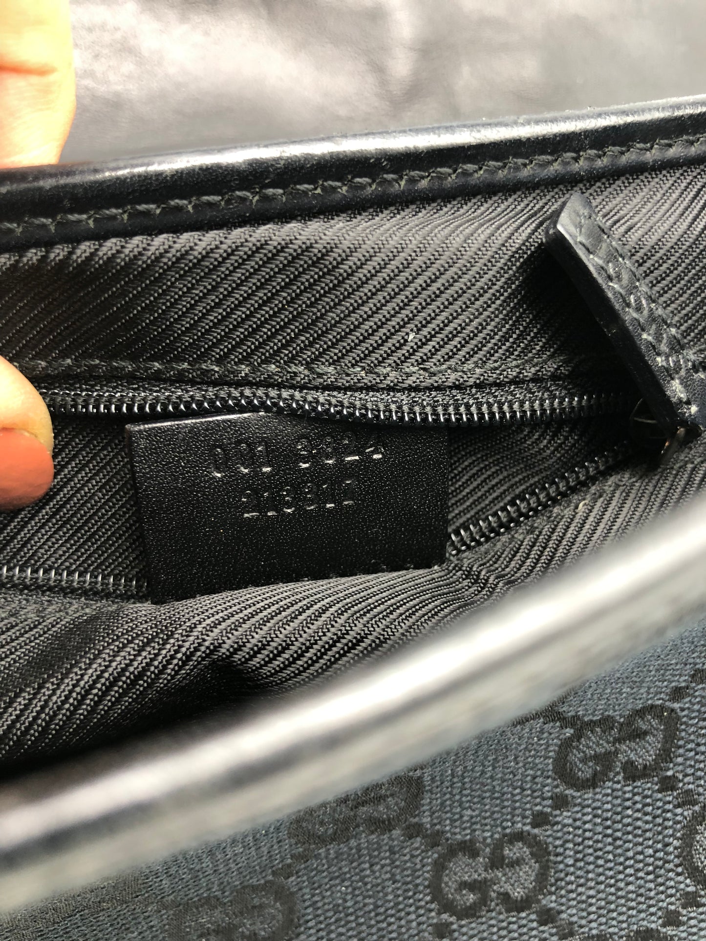 Authentic GUCCI Jackie Black Monogram Jacquard Cloth Shoulder Bag