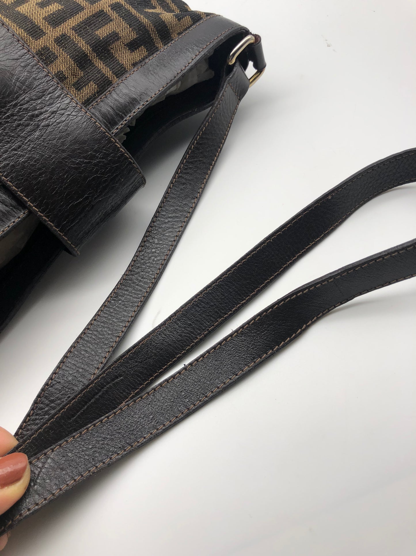 Authentic Fendi Vintage Bucket FF Zucca Jacquard Cloth Crossbody Shoulder Bag