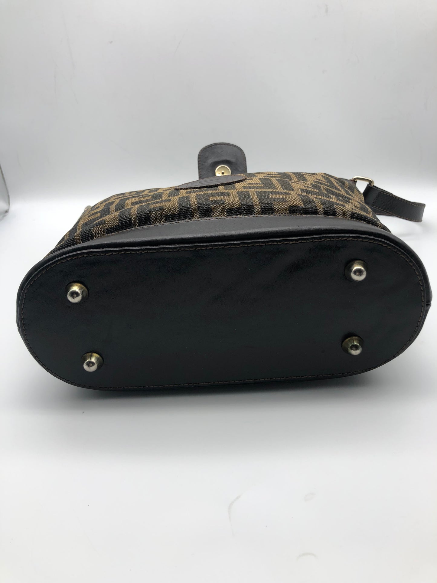 Authentic Fendi Vintage Bucket FF Zucca Jacquard Cloth Crossbody Shoulder Bag